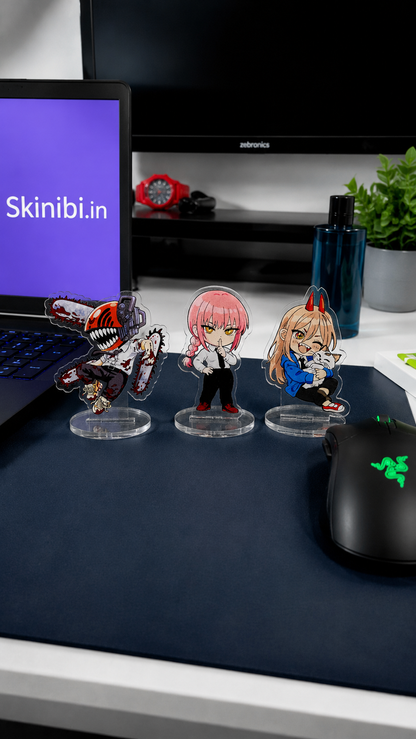 Chainsaw Man Trio Acrylic Figure Set: Denji, Makima, Power